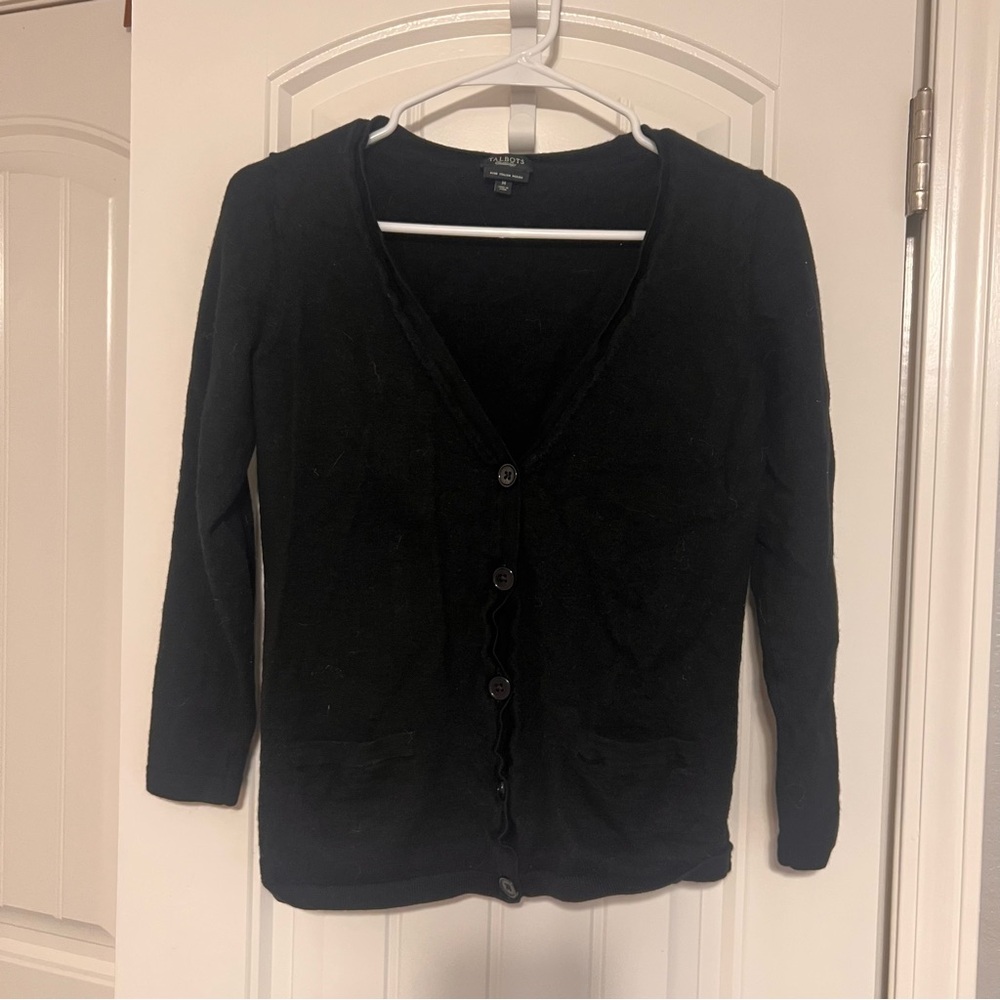 Talbots Black Knit Cardigan Sweater